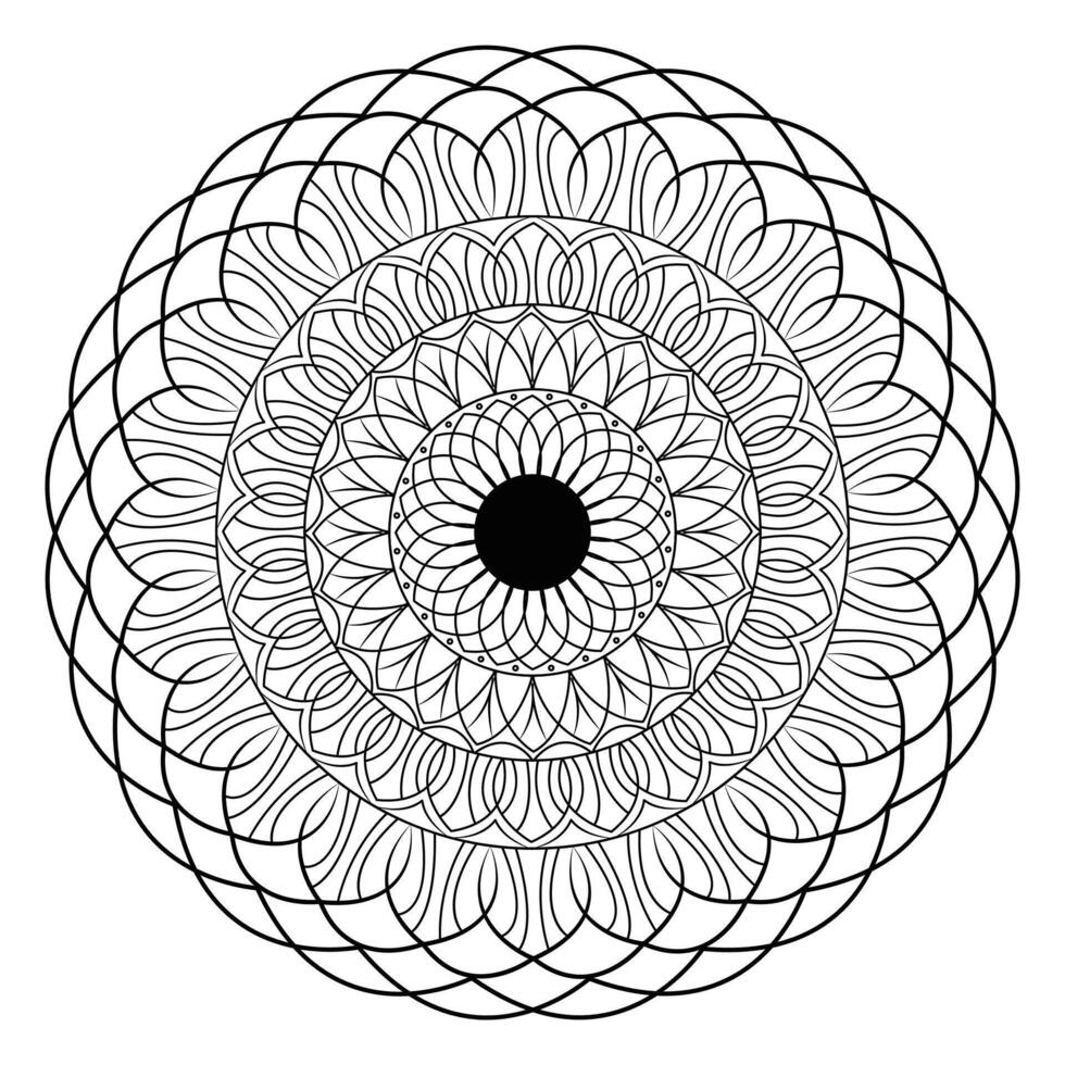 Abstract spiral minimalist simple black and white mandala. vector