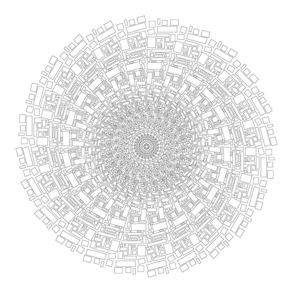 Abstract round simple black line round mandala vector