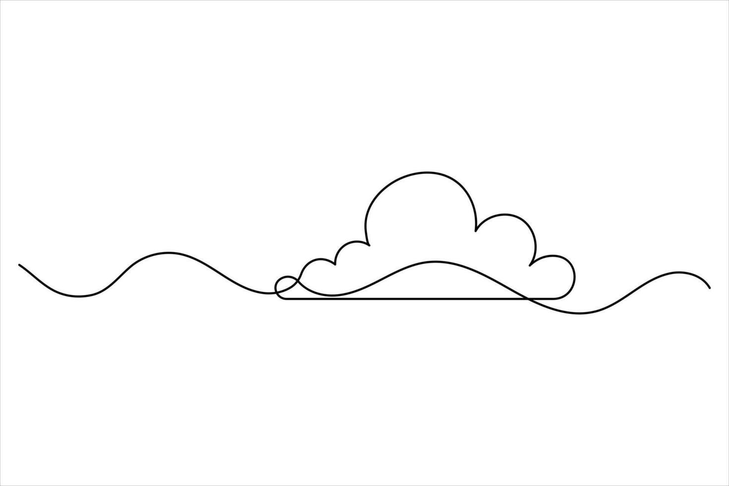 Cloud continuous single line drawing vector