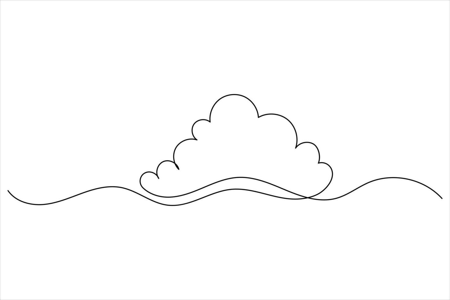 Cloud continuous one line drawing art icon vector