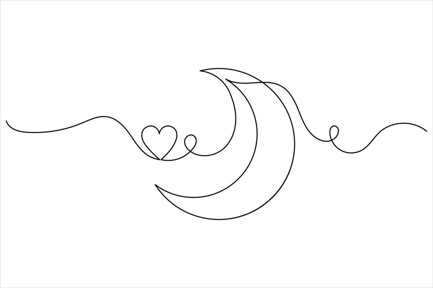 Moon icon one line drawing vector