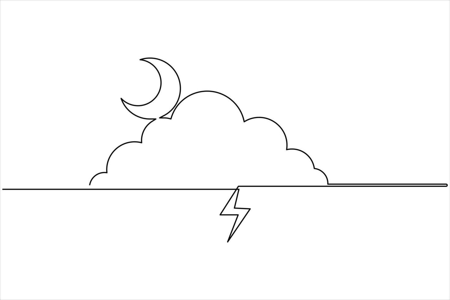 Cloud single line drawing and isolated continuous outline art vector