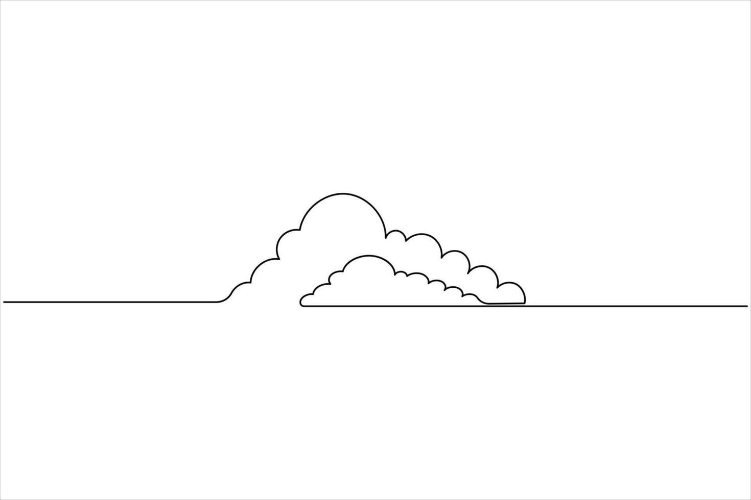 Cloud continuous single line art drawing vector