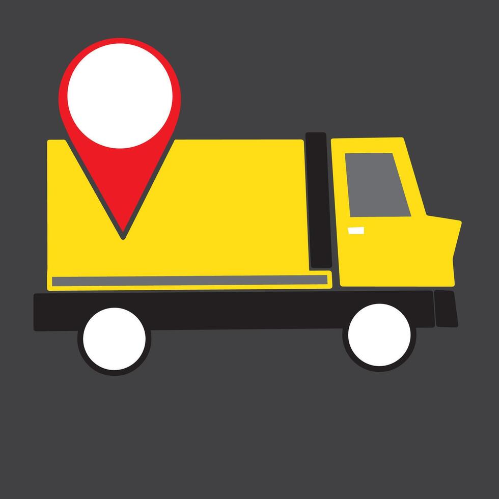 goods location icon with power truck flat vector