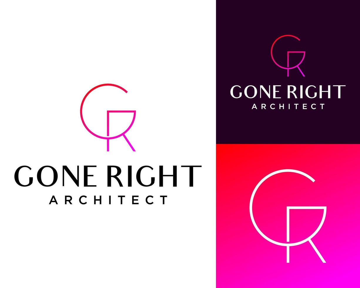 Letter G and R monogram architect logo design. vector