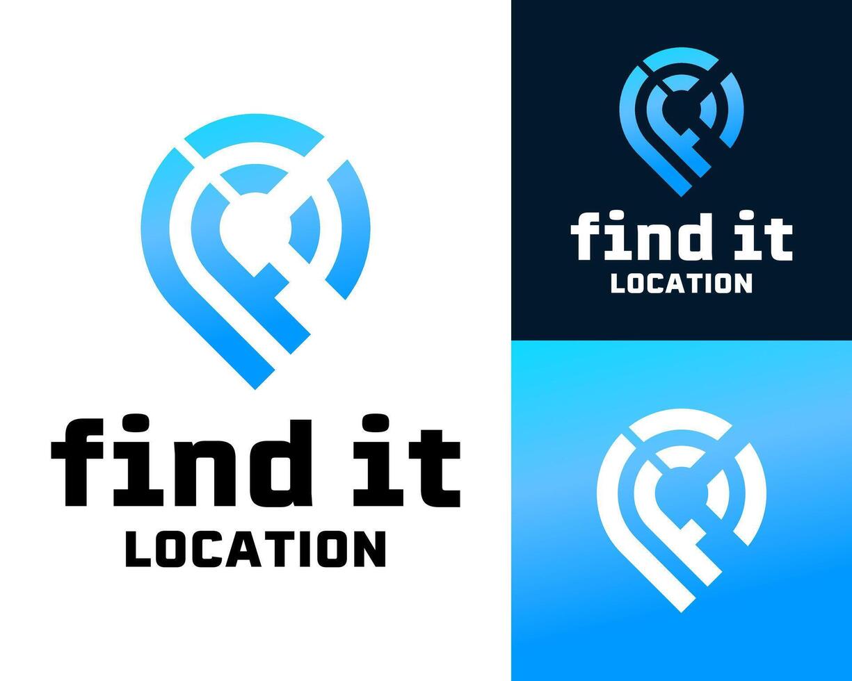 Letter F monogram gps location map logo design. vector