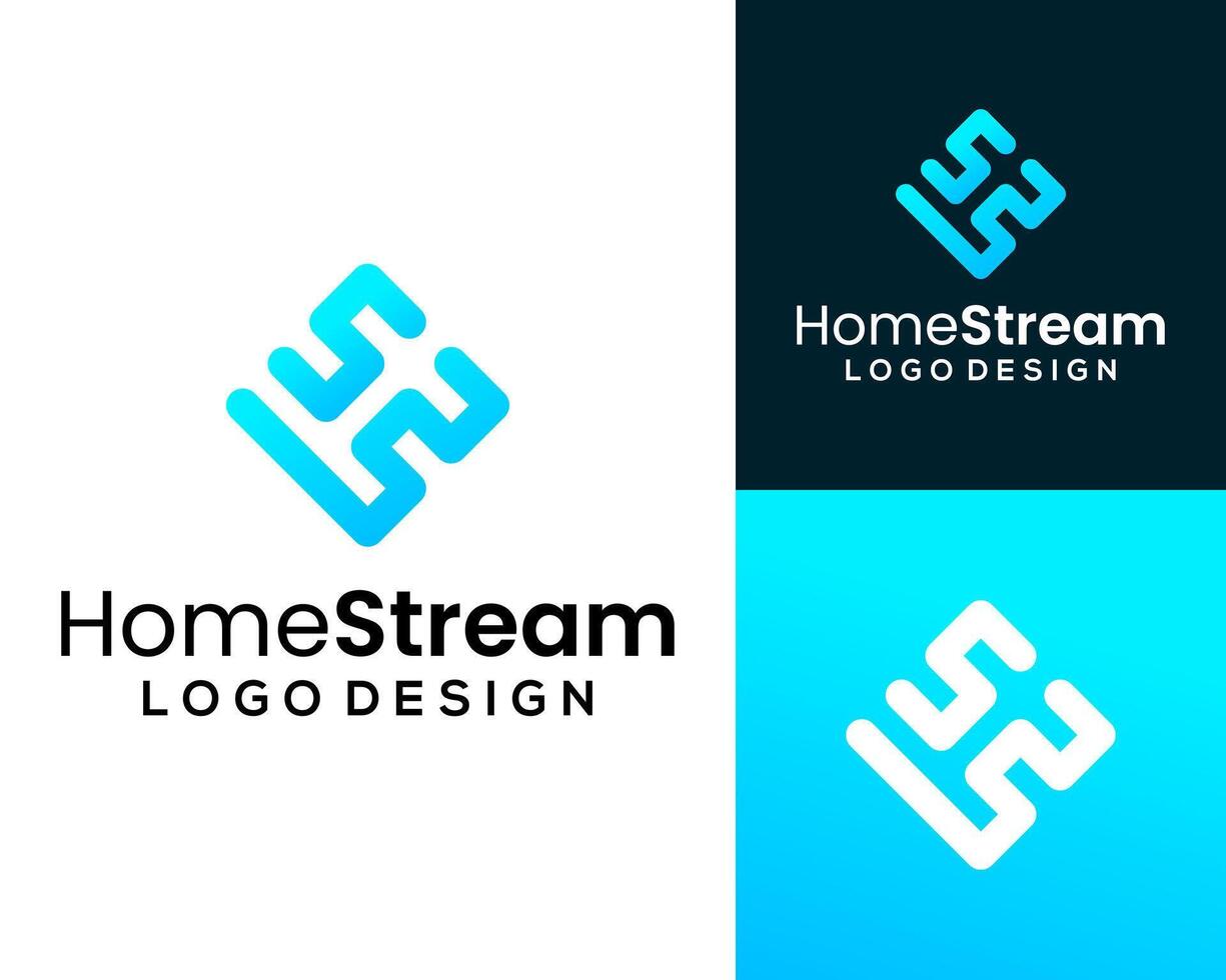 Letters H and S monogram geometric shape logo design. vector