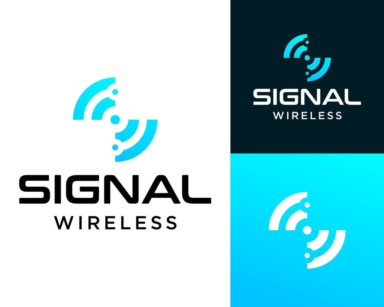Letter S monogram wifi signal technology logo design. vector