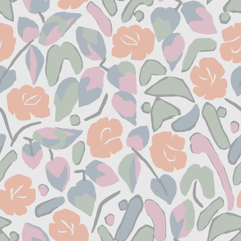 Botanical motif illustration seamless repeat pattern digital artwork vector