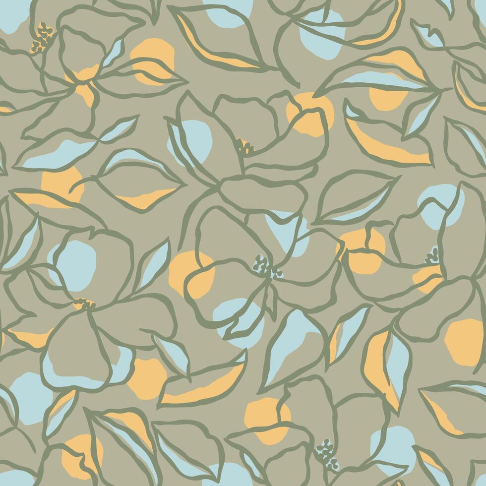 Retro color flower pattern digital artwork vector