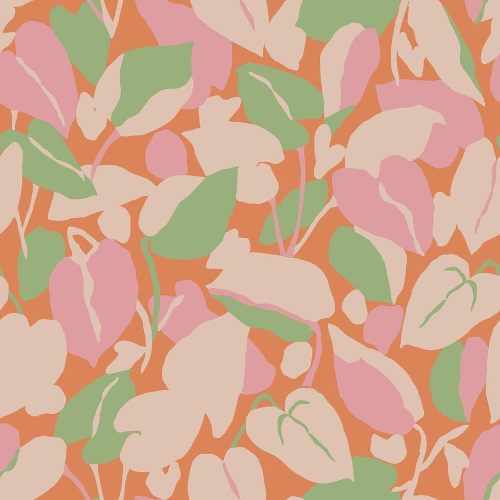 Vintage flower and leaf illustration seamless repeat part digital artwork vector