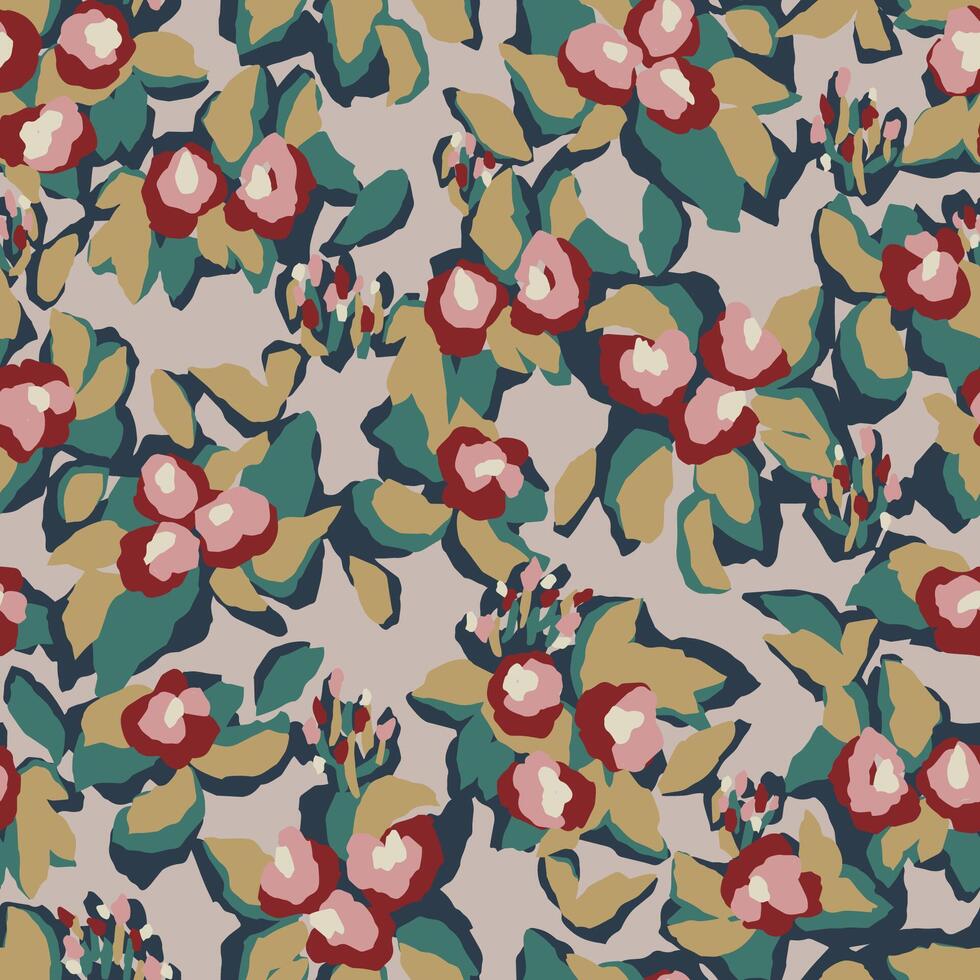 vintage floral illustration repeat pattern digital artwork vector