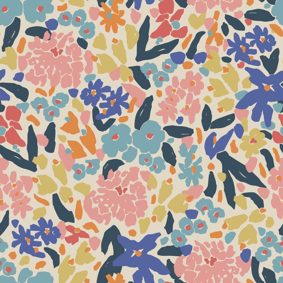 Cute ditsy floral seamless repeat pattern digital artwork vector