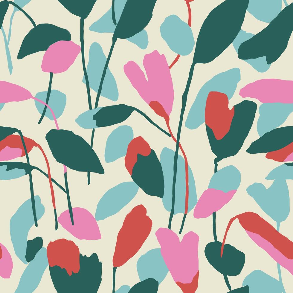 colorful leaf seamless repeat pattern digital artwork vector