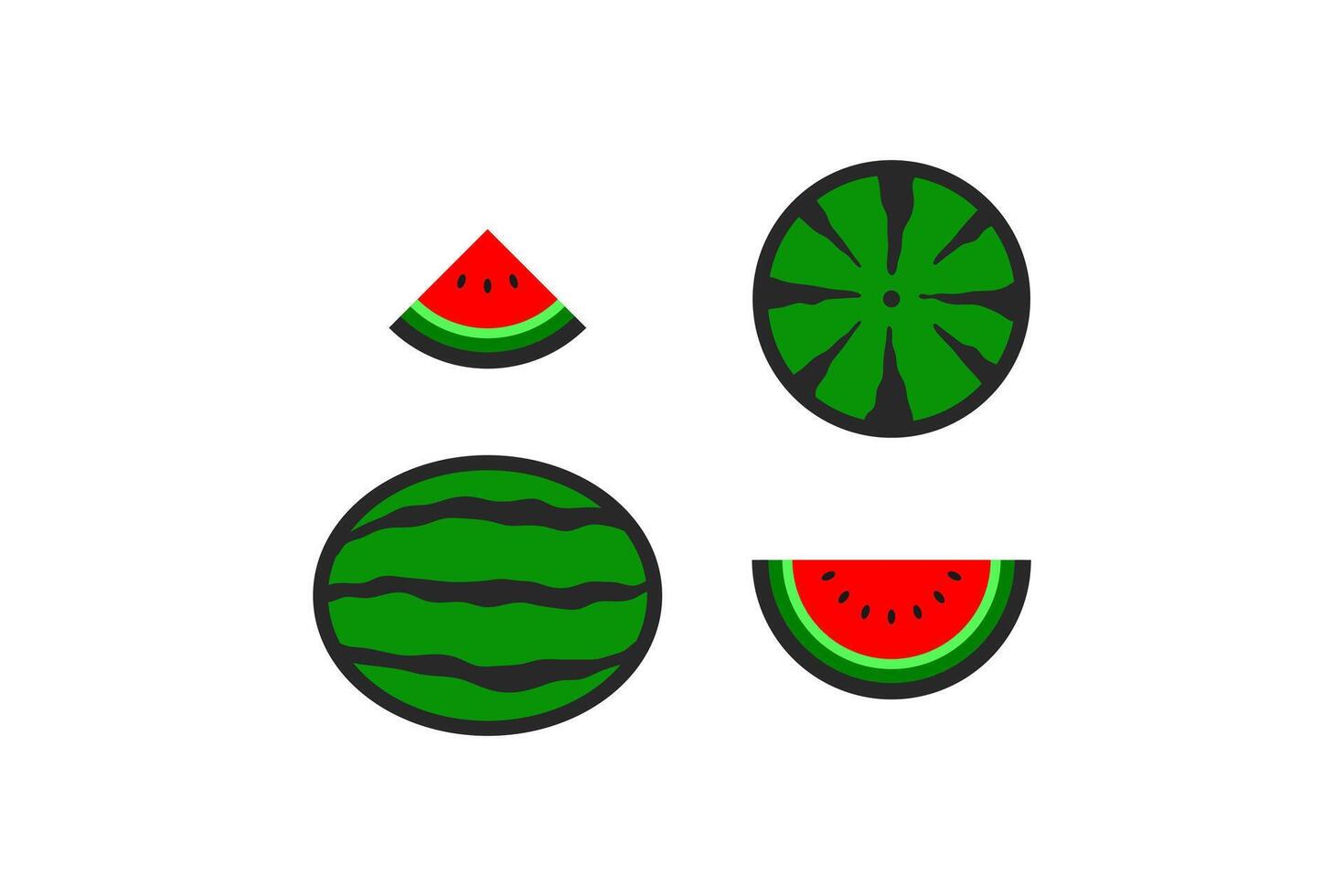 watermelon icon flat design set vector