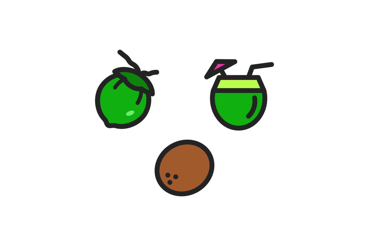coconut icon flat design set vector