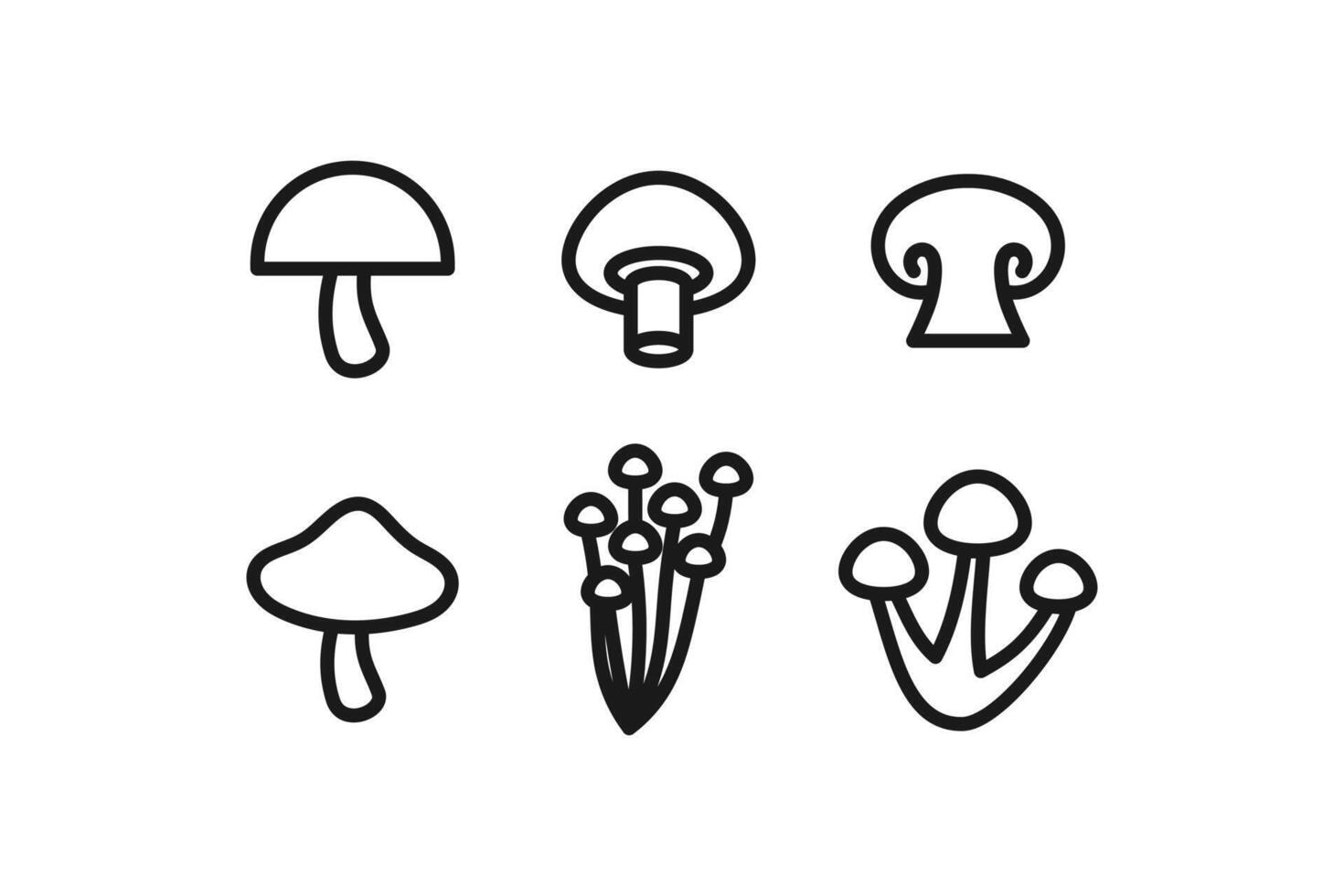 various mushrooms icon line design set vector