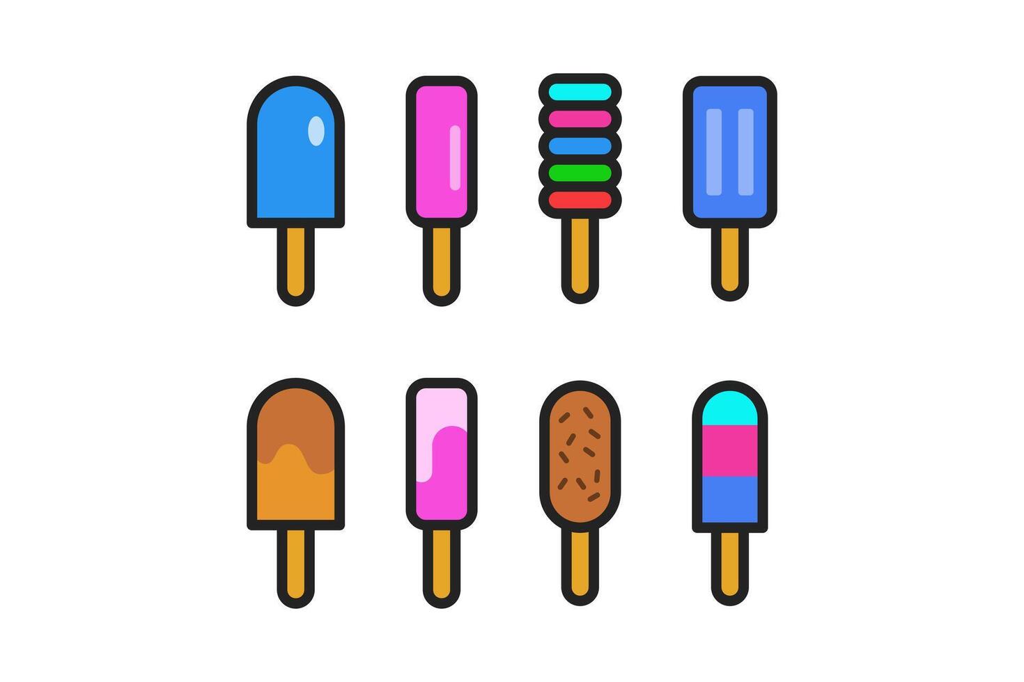 ice cream stick icon flat design set vector