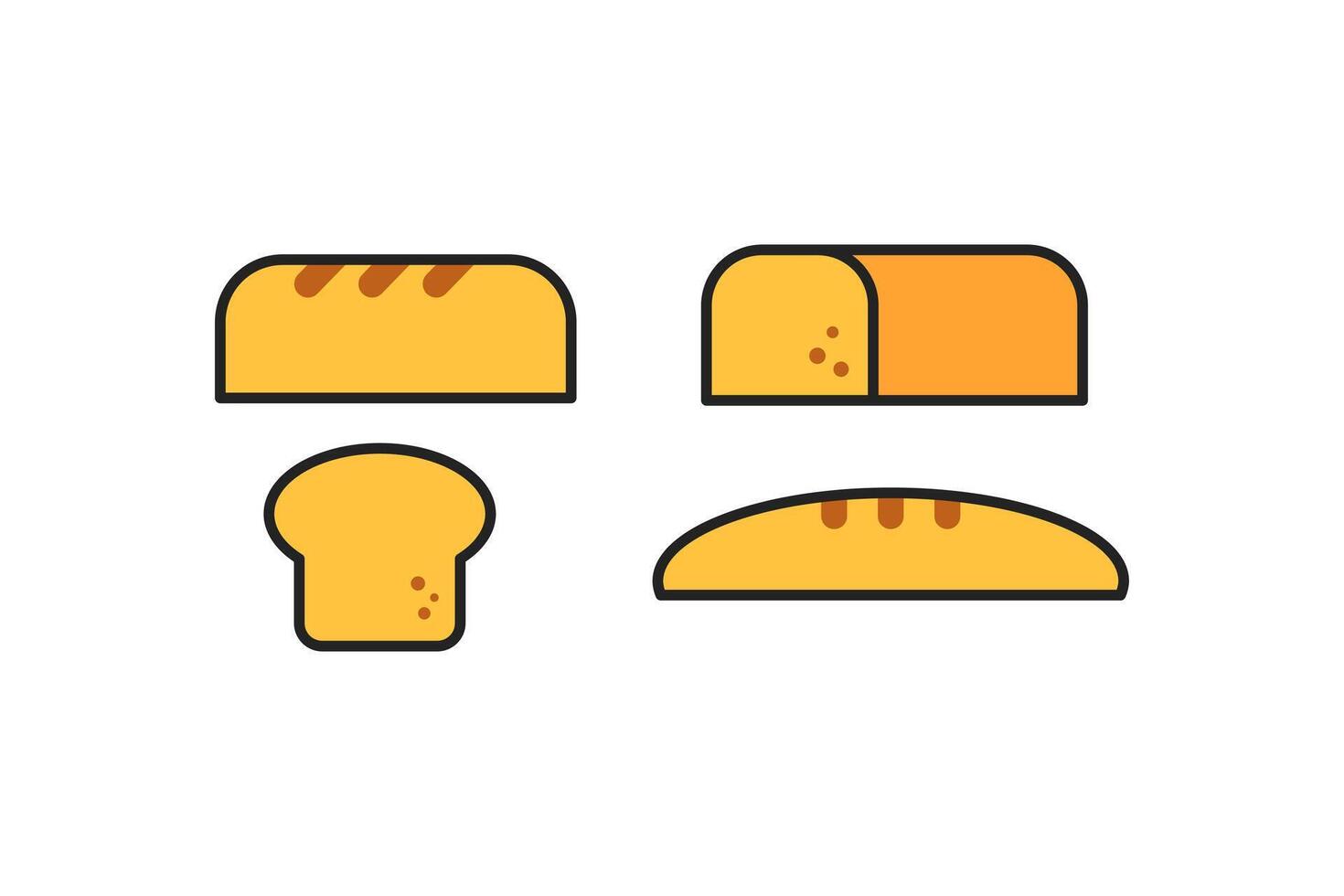 bread icon flat design set vector