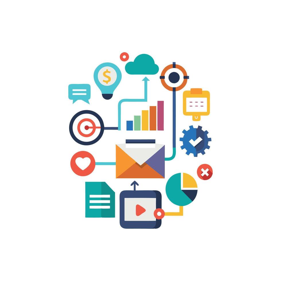 Engage And Inspire Digital Marketing Through Illustrations vector