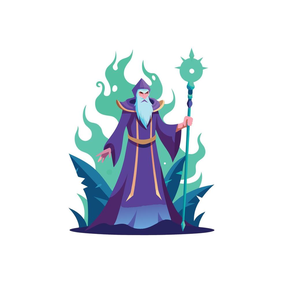 The Sorcerers Brush Magical Wizard Illustrations vector