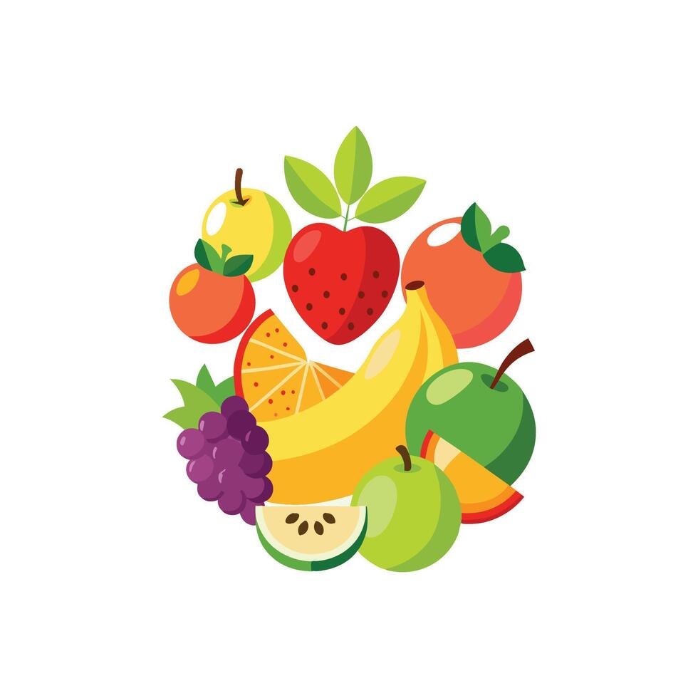 Fresh And Juicy Vibrant Fruits Illustration Design vector