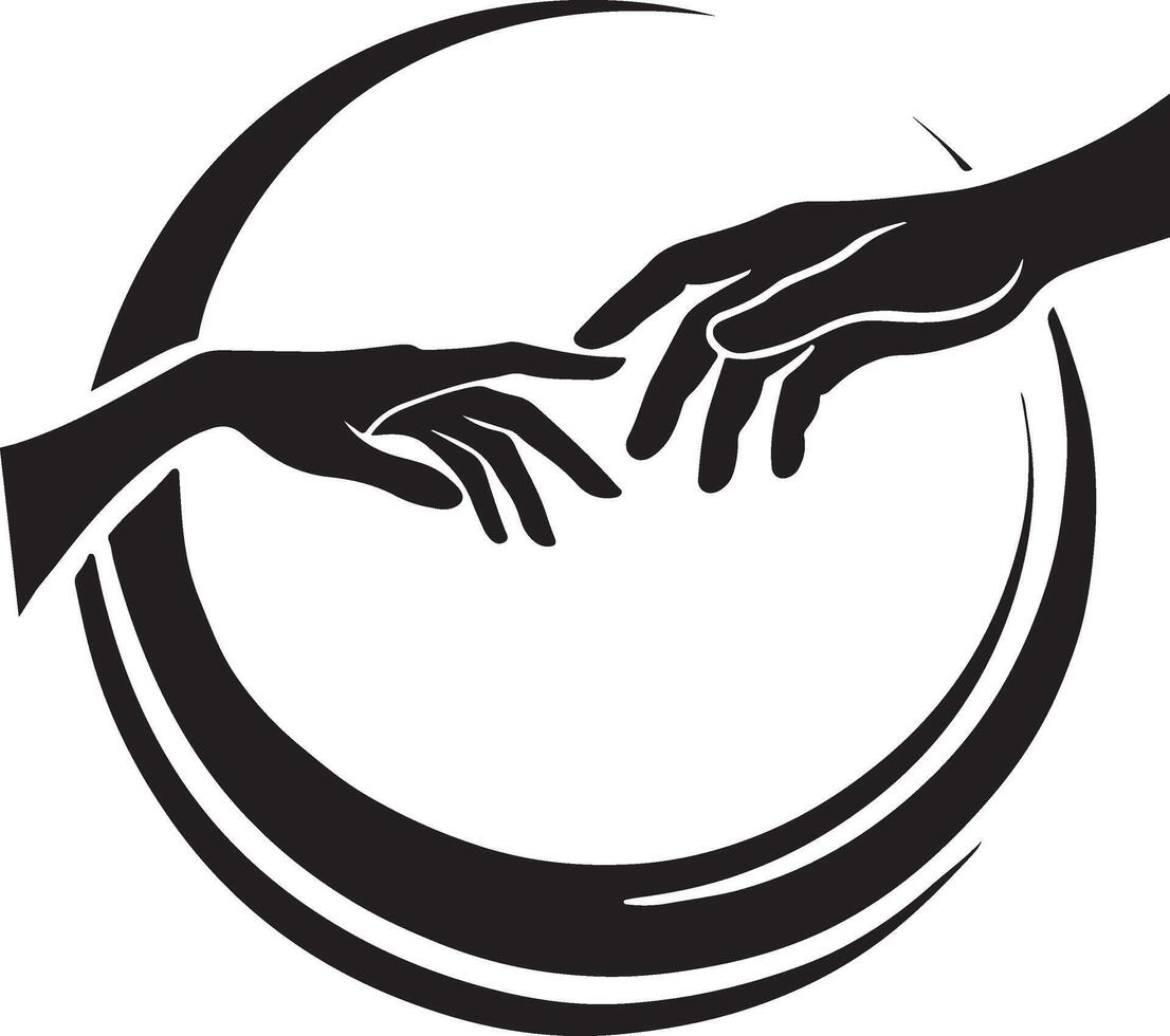 hands reaching out to each other in a circle vector