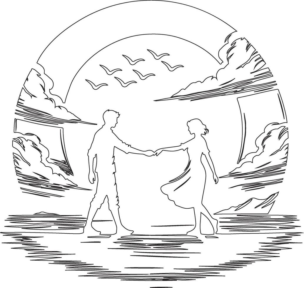 a man and woman are holding hands in the shape of a heart vector
