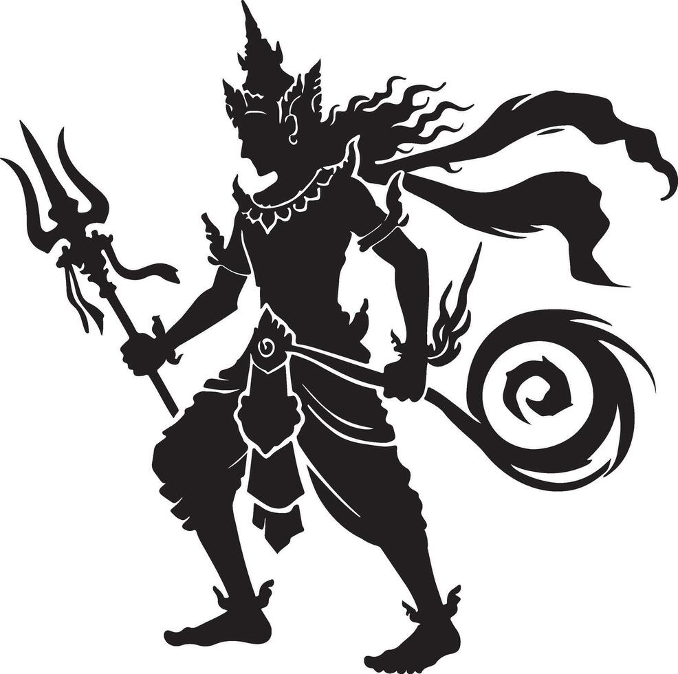 the hindu god shiva is depicted in black and white vector