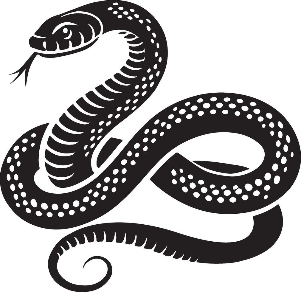 a black and white snake with a long tail vector