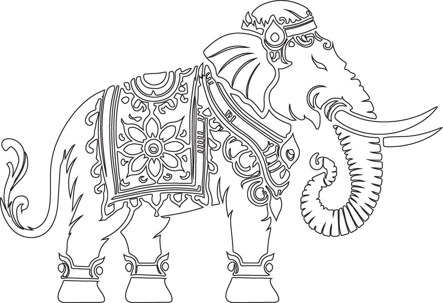 an elephant with a decorative pattern on its back vector