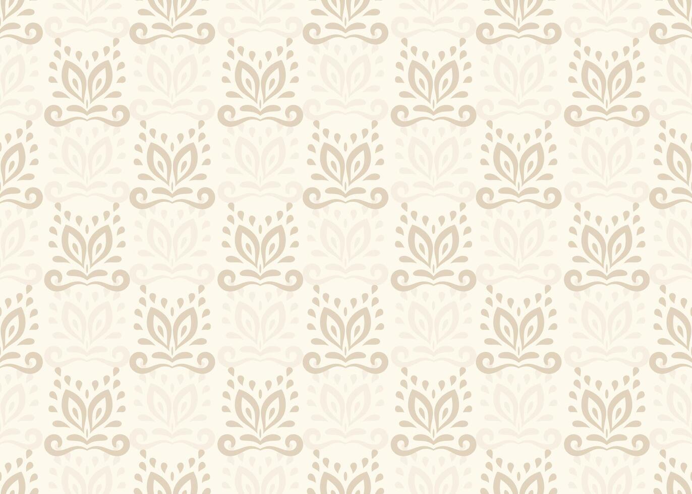 Damask seamless pattern in beige colors. Repeating design with floral motifs for textile, wallpaper, silk, scarf. Monochromatic elegant backdrop in eastern style vector
