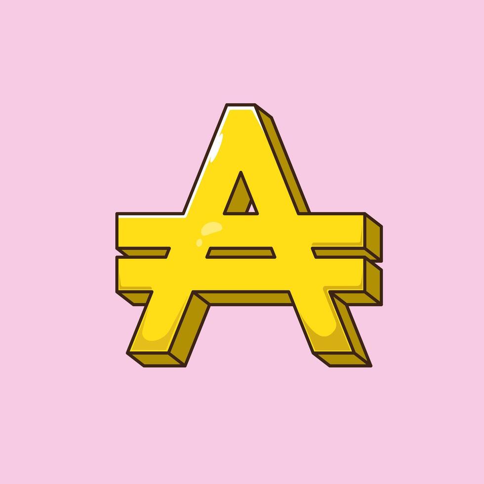 Gold Austral argentina currency icon and symbol illustration cartoon with flat style concept. Austral currency symbol vector