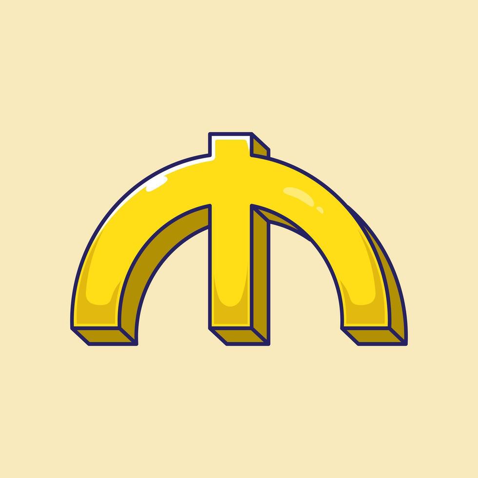 Flat cartoon of Azerbaijan manat currency icon symbol illustration isolated on background. Manat currency symbol vector