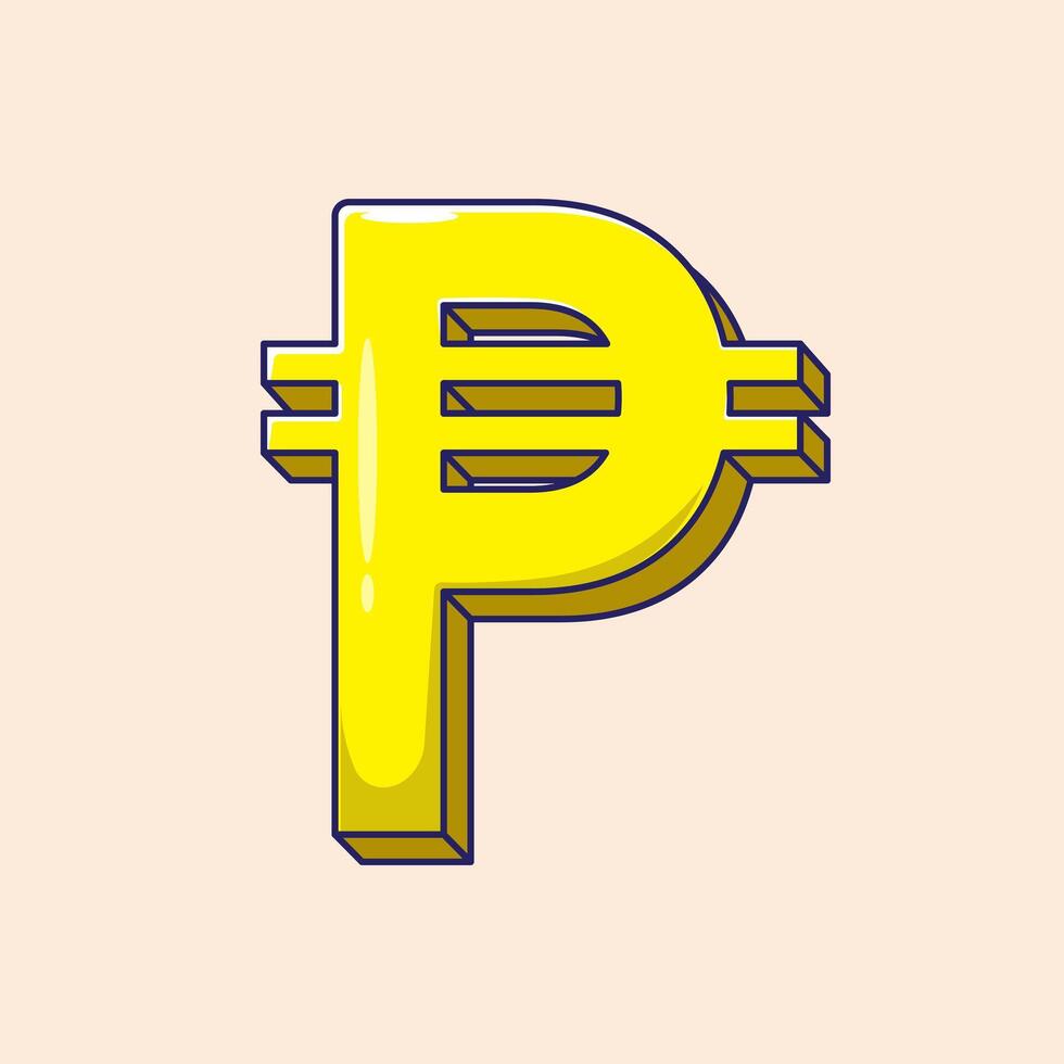 Gold Peso currency icon mascot symbol illustration with flat style concept isolated on background vector