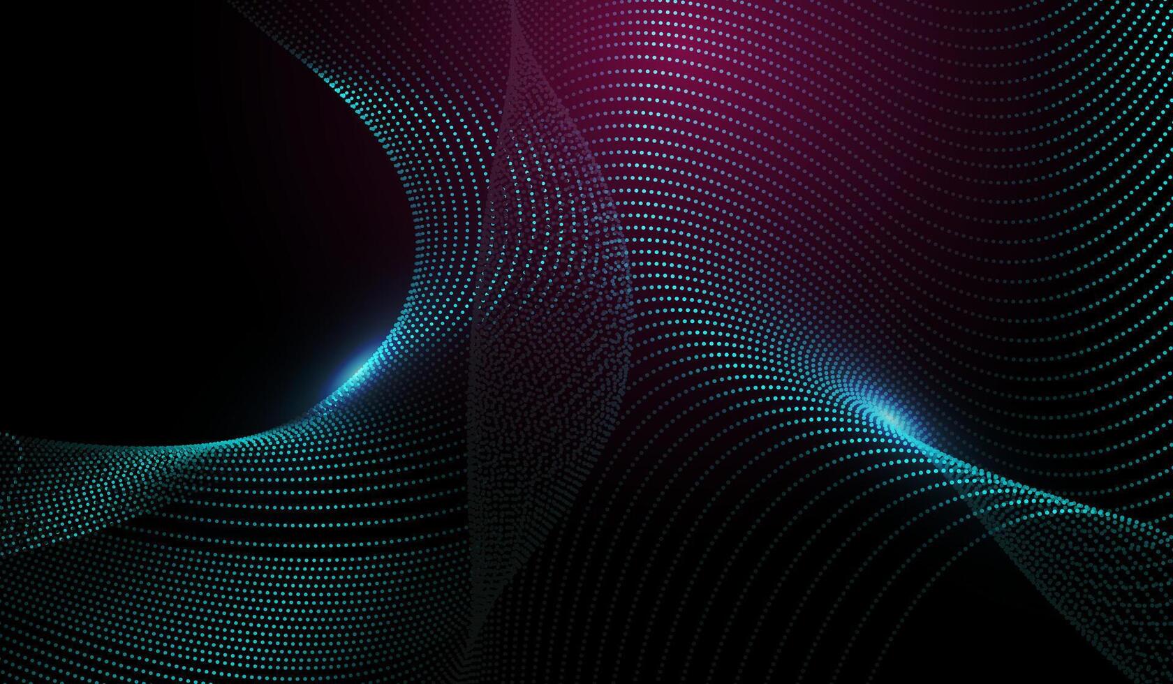 The Abstract wave-like structure made of small, glowing dots, creating a futuristic and dynamic abstract design and Waving Technology pattern Background Design vector