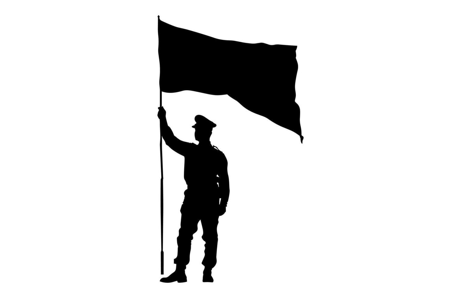Military Color Guard with Flag Clipart Silhouette vector