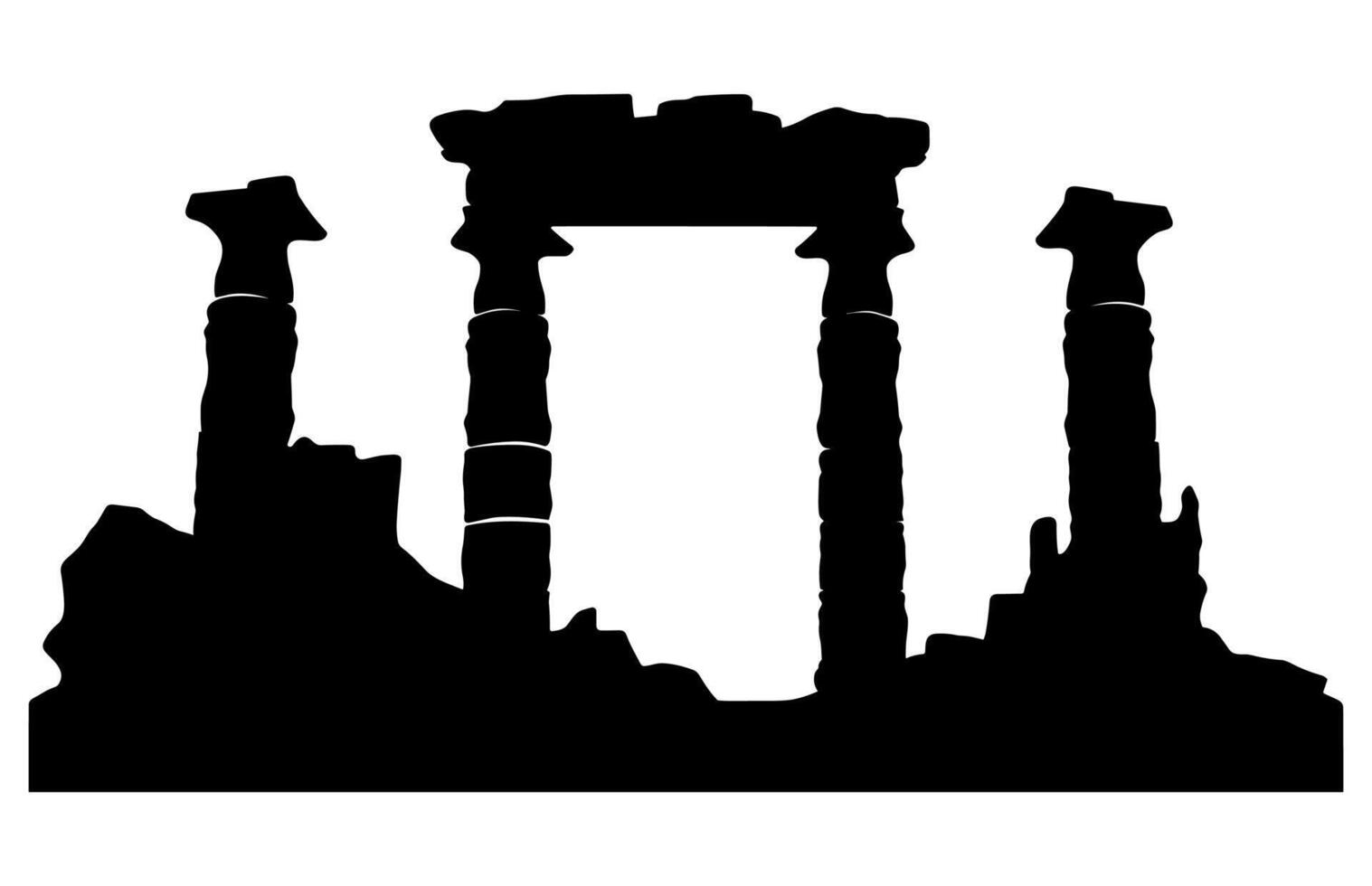 Ancient Ruins Silhouette Clipart isolated on white background vector