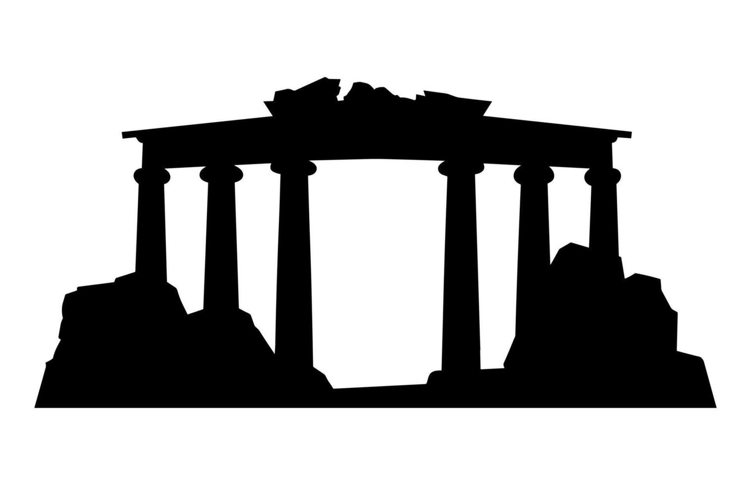 Ruins Clipart Silhouette isolated on a white background vector