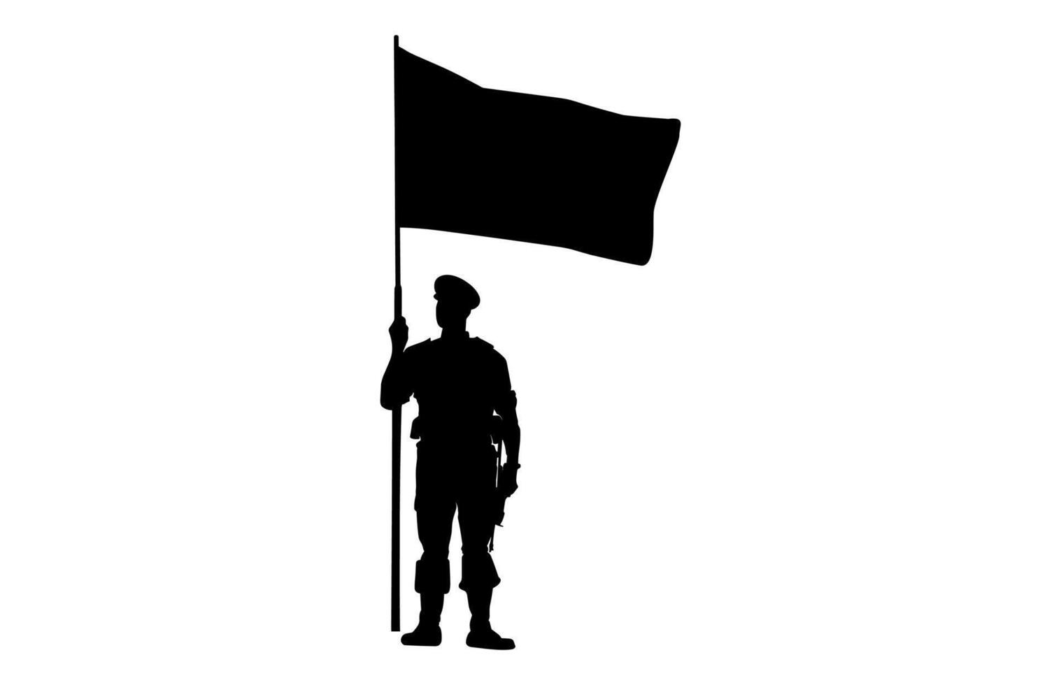 Military Color Guard with Flag Silhouette Clipart vector