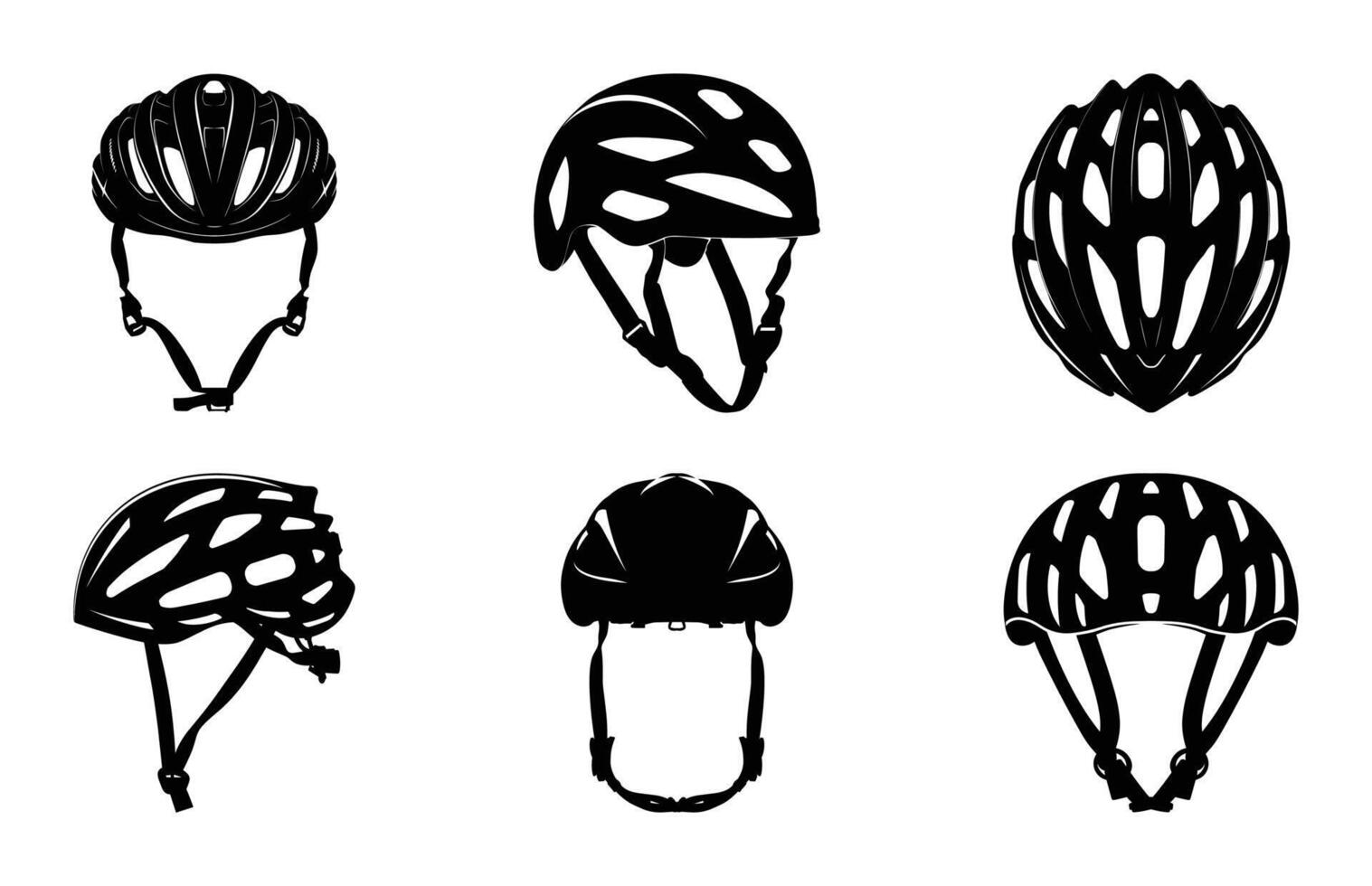 Bicycle Helmet Silhouette Clipart Bundle vector