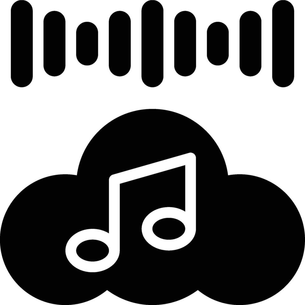 Cloud Music, Music Streaming Glyph Solid Icon vector