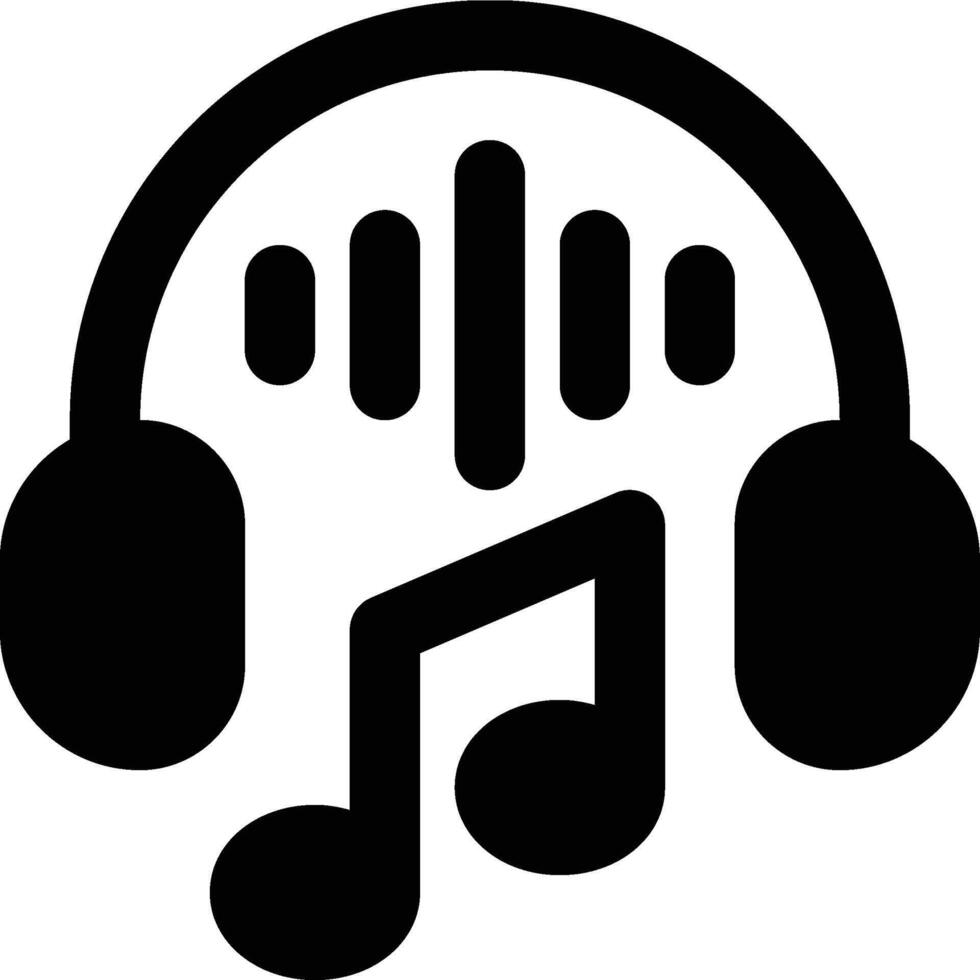 Headset, Headphone, Music Glyph Solid Icon vector