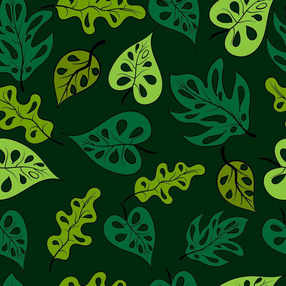Seamless pattern with monstera leaves. illustration for your design vector