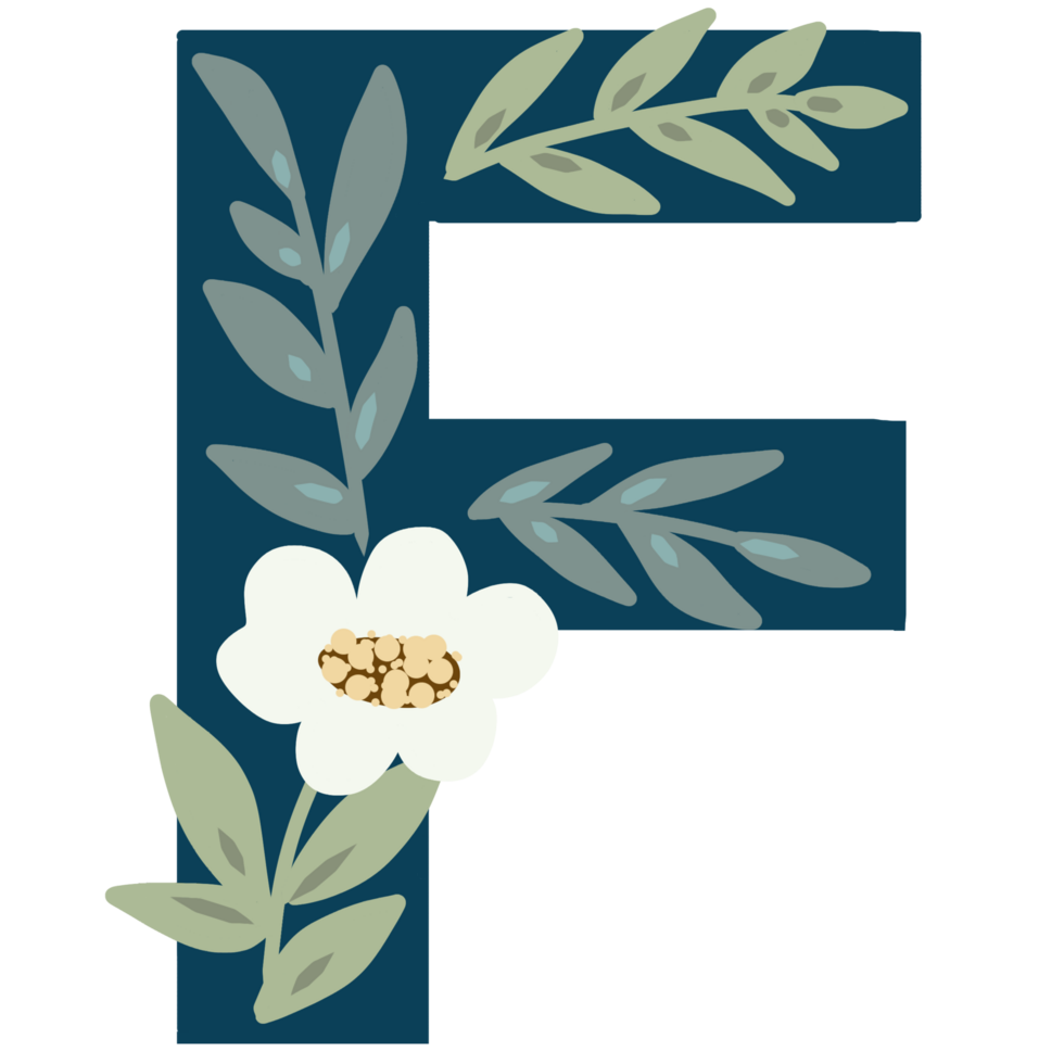 Floral Alphabet letter F png