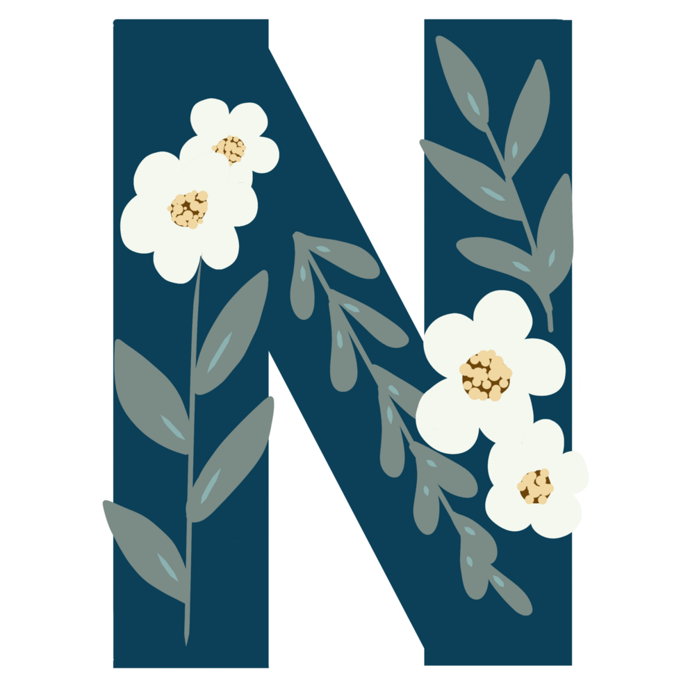Floral Alphabet letter N png