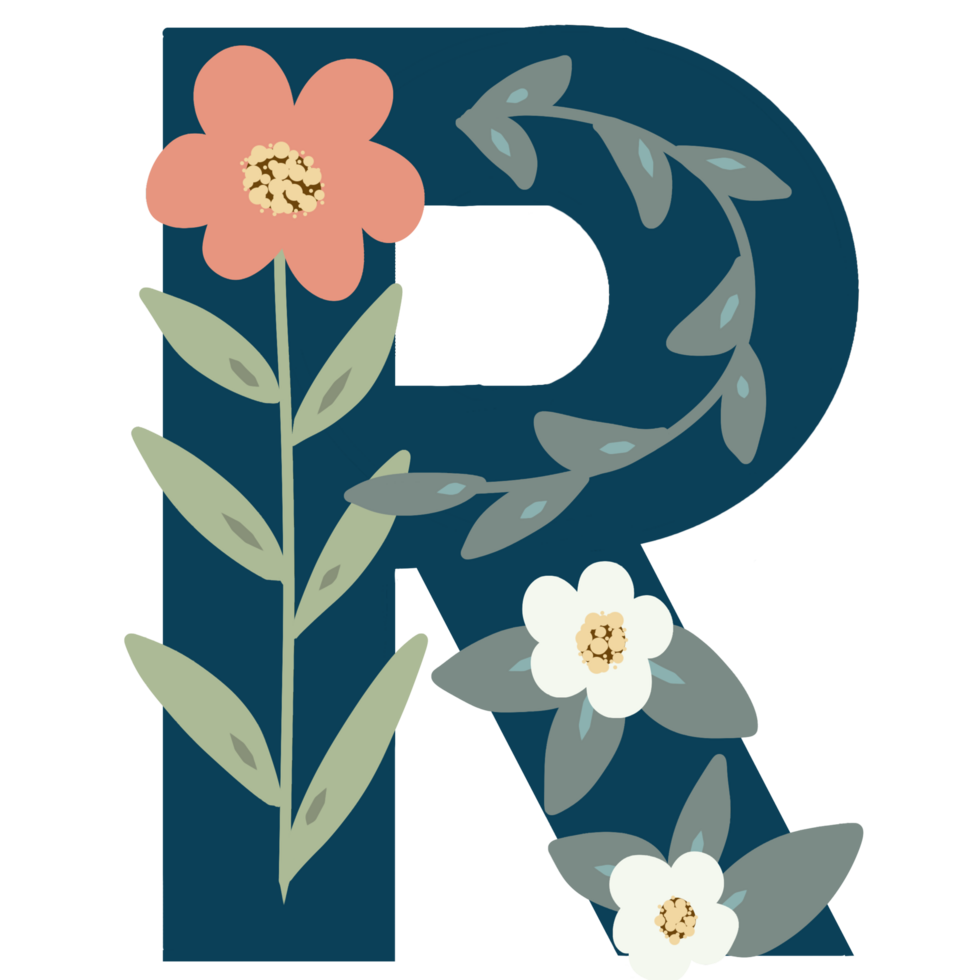 Floral Alphabet letter R png