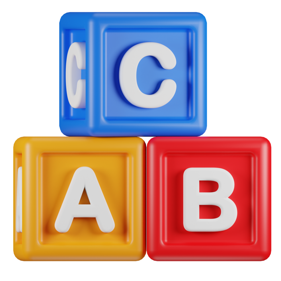 3d Colorful Alphabet Building Blocks png