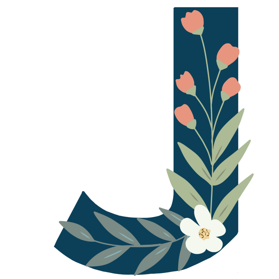 Floral Alphabet letter J png