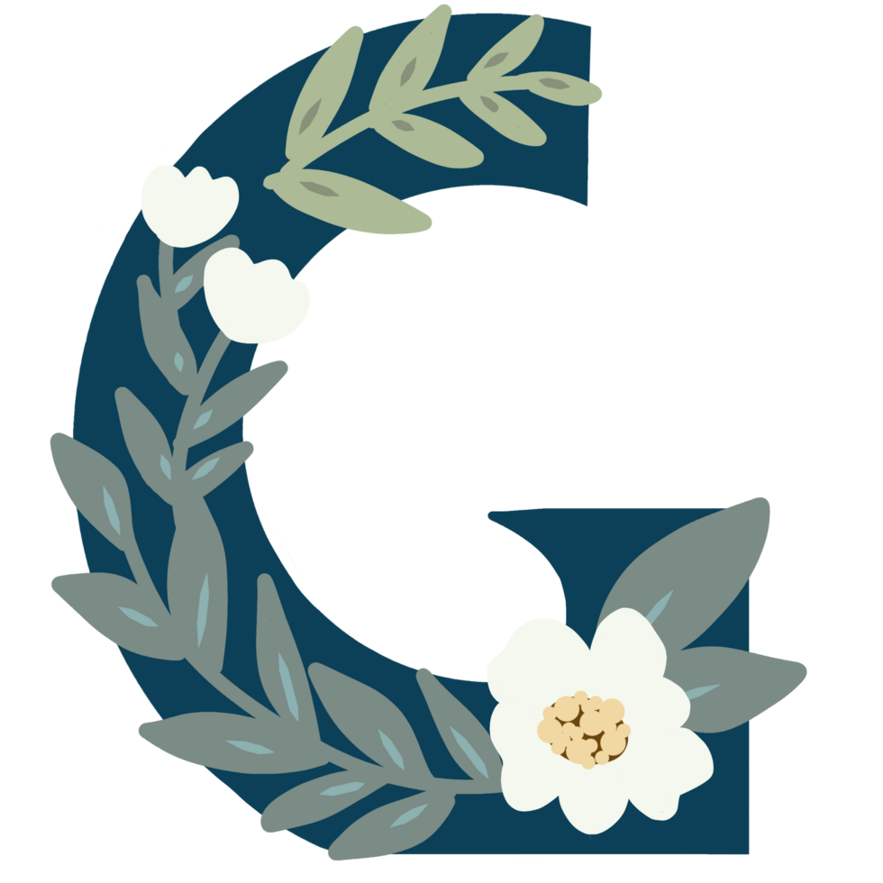 Floral Alphabet letter G png